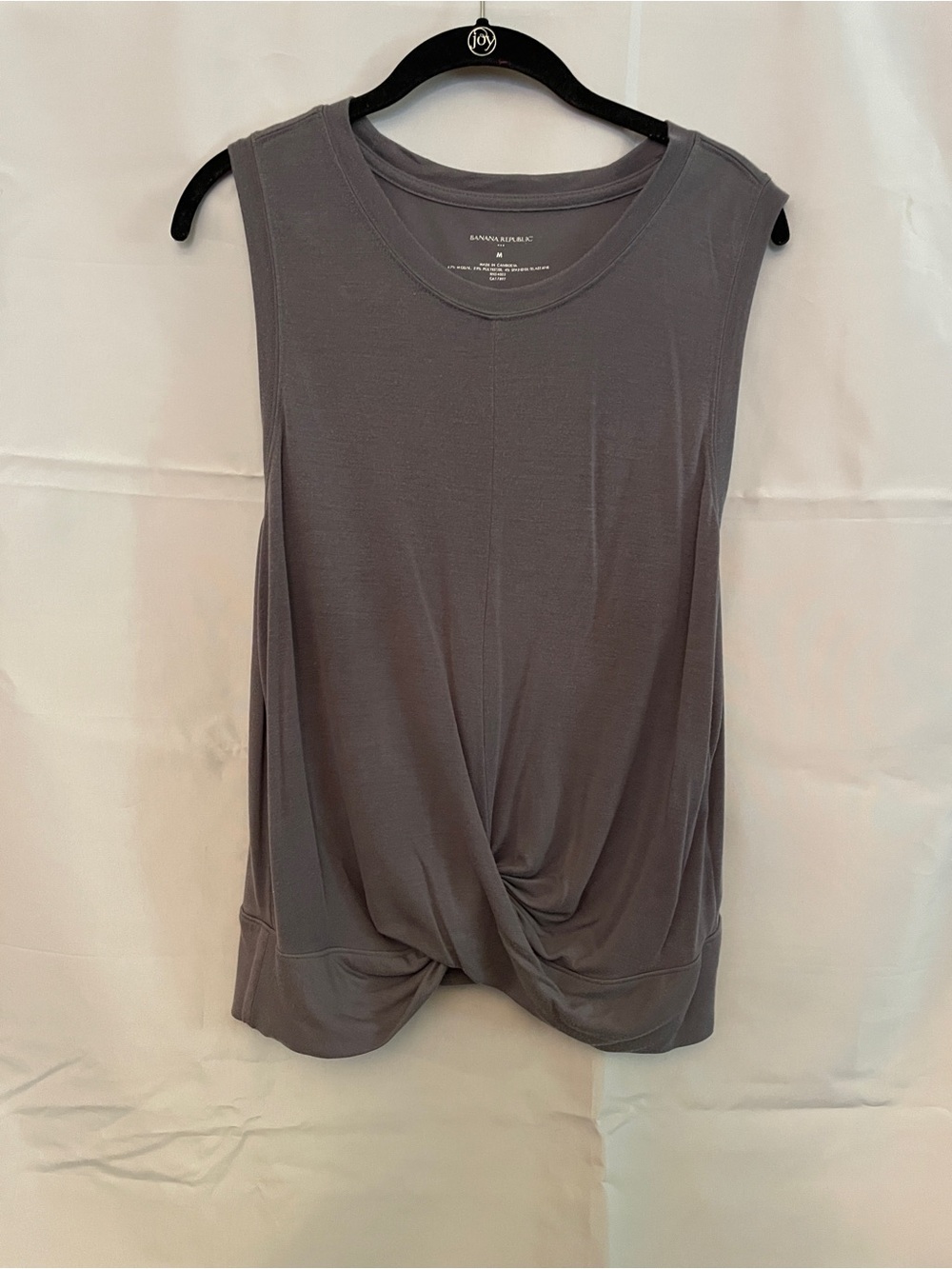 Banana Republic Sleeveless Twist-Front Tank Top - Gray Women